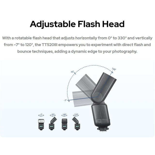Alt view image 6 of 7 - Godox TT520III Camera Flash for Sony Canon Nikon Panasonic Olympus Pentax | NO TTL, GN33, 1.8s Recycle Time, 400 Full Power Flash, Built-in Receiver and RT Transmitter (Godox TT520II Upgrade)