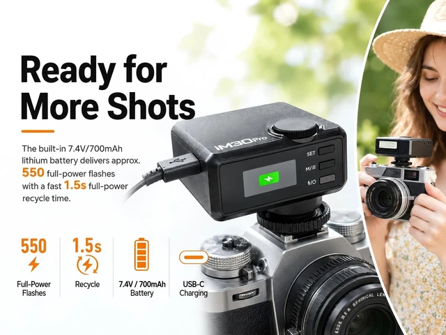 Alt view image 5 of 7 - Godox Flash Godox iM30 Pro iM30Pro Camera FlashAUTO/Manual, for zv1 zve10 | GN15 550 Full-Power Flashes/1.5s Recycle Time/HD Color Screen,for Canon/Nikon/Sony/Fuji/Olympus/Ricoh/Leica and Film Camera