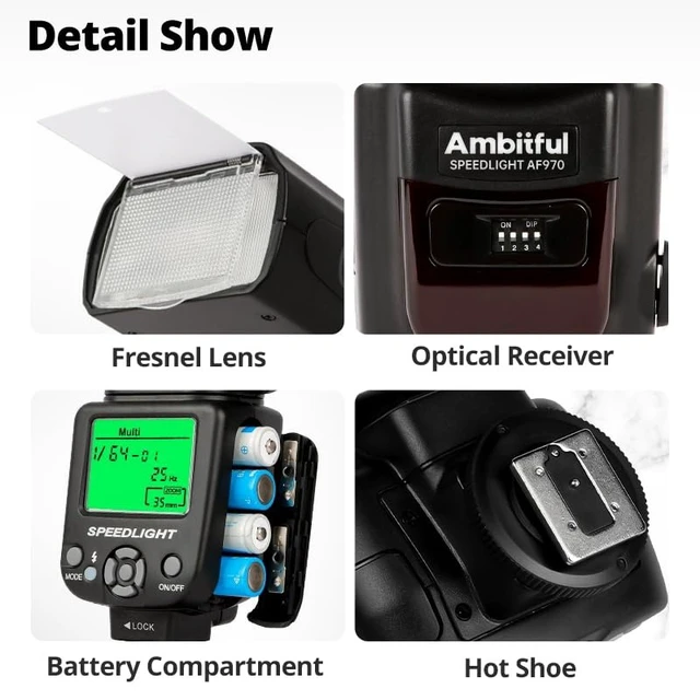 Alt view image 7 of 7 - AMBITFUL AF970 Camera Flash Speedlite GN35 Manual S1/S2 2.4G Wireless | Universal Single-contact Hot Shoe Flash for Canon Nikon Sony Fujifilm Olympus. 8-Level Power,Recycle 0.1-2.5s