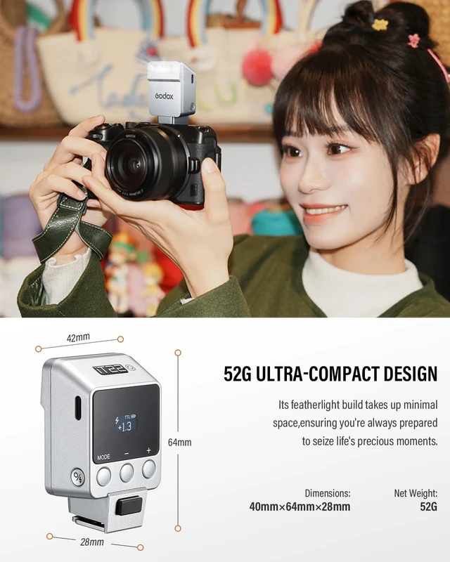 Alt view image 3 of 7 - Godox iT22 O Mini Camera Flash for Olympus 7.4V 300mAh Manual/TTL Modes | 700+ Flashes 1.5s Recycle Hot Shoe Flash with Diffuser/Color Filters Accessories for Olympus Camera (Silver)