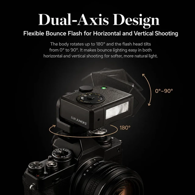 Alt view image 6 of 7 - Godox Lux Junior II C TTL Retro Flash for Canon R5 R6 II R7, GN18 HSS, 2.4G | Dual-Axis Design | TTL Auto Flash | HSS up to 1/8000s | 1.5s Recycle | 400 Full-Power Flashes | 2.4GHz Receiver