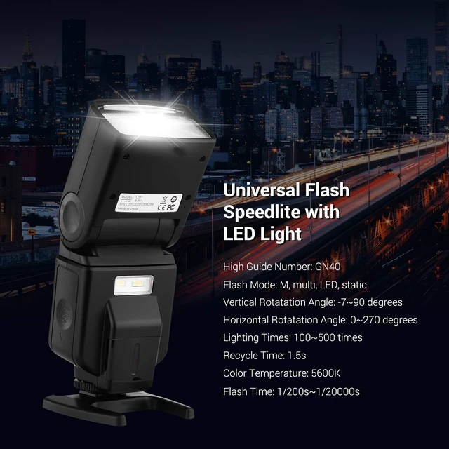 Alt view image 2 of 6 - Andoer Universal Flash Speedlite GN40 Adjustable LED Fill Light