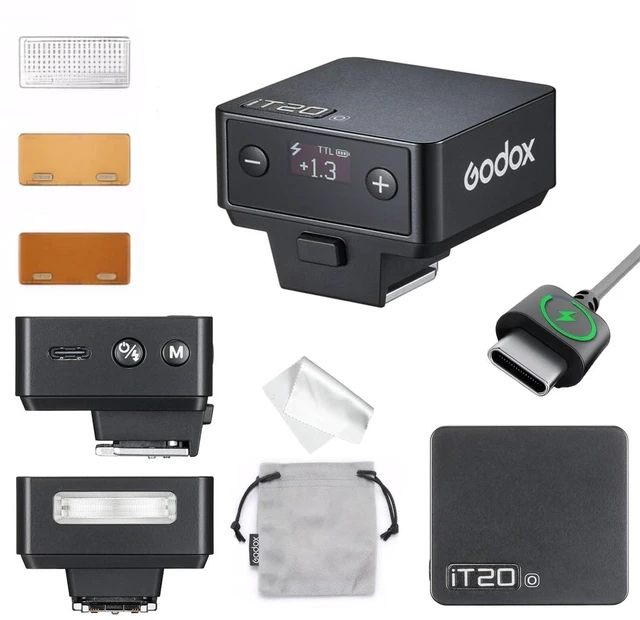 Main image of Godox IT20 O IT20O Flash for Olympus, GODOX Mini Camera Flash | TTL/Manual Modes,7.4V 300mAh Battery,1.5s Recycle,with ± Increment,Hot Shoe Triggering,Includes Spreader/Color Filter (Black