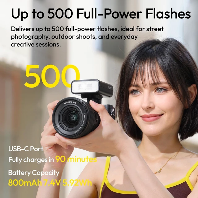 Alt view image 7 of 7 - ULANZI FT16 TTL Camera Flash for Sony, 2-in-1 GN16 Speedlite & Video Light | 500 Flashes, 90° Flip Head, 3*Magnetic Filters, 2500K-6500K On-Camera Speedlite Fill Light for Street, Portrait & Vlog