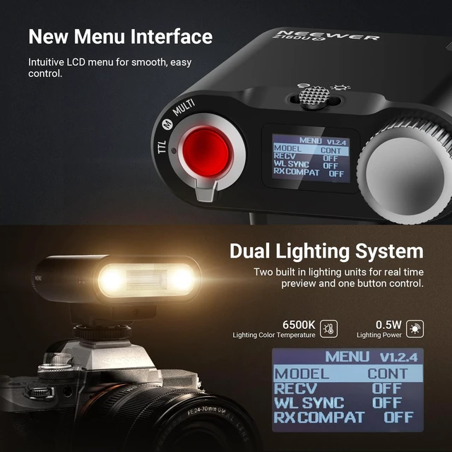 Alt view image 6 of 7 - NEEWER Z160U-S Camera Flash Speedlite Compatible with Sony | Compatible with Godox, 18Ws GN14 6000K TTL 1/8000 HSS, On Camera Light, USB C 1100mAh Battery, 1.4s Recycle 1100 Flashes