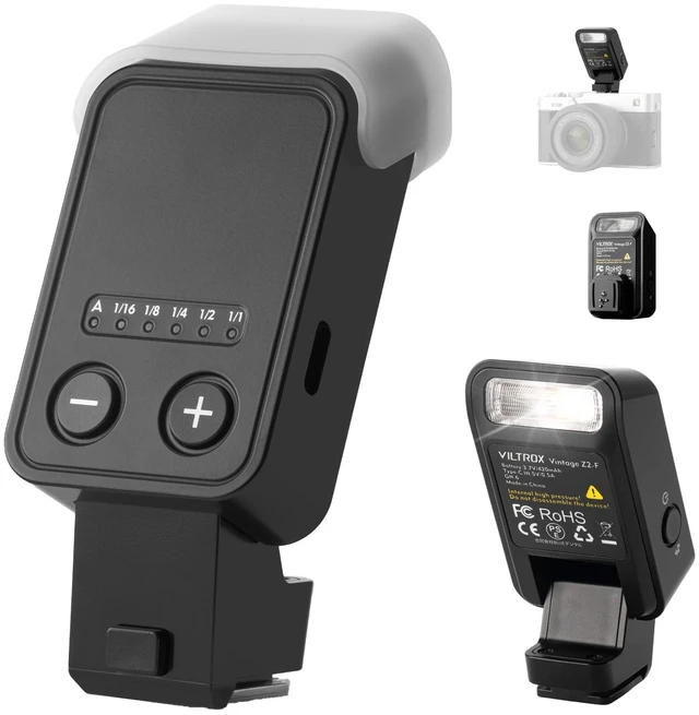 Main image of VILTROX Vintage Z2 TTL Retro Foldable Mini Camera Flash for Fuji Camera | 52g Mini Flash for Portrait, 60mm Raised Head Camera Flash Light, TTL & Manual Modes, USB-C 700 Full-Power Flashes, Softbox