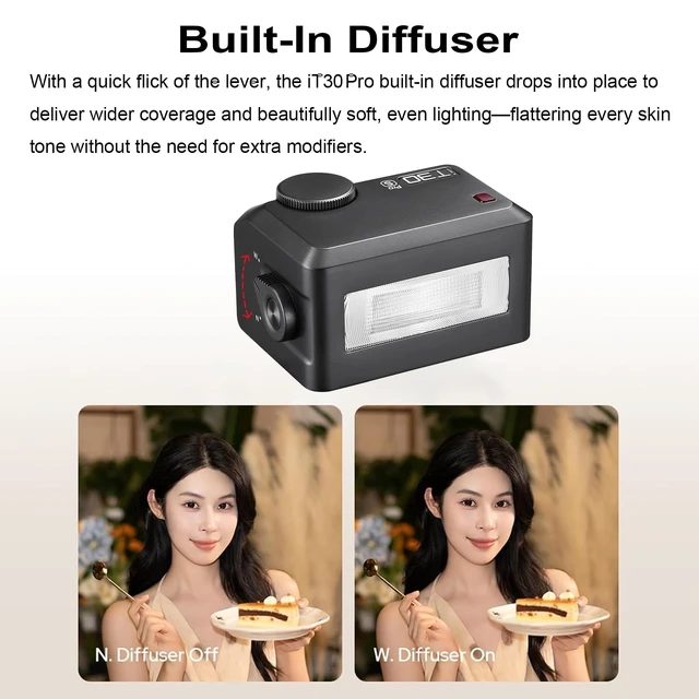 Alt view image 3 of 7 - Godox iT30 Pro C iT30ProC Mini Flash for Canon Camera, TTL Auto-Exposure | 2.4G Wireless Xsystem, Color Touchscreen,GN15 ISO100,1/8000s HSS,7.4V/900mAh Battery,1.5s Recycle time 560 Flashes(Black)