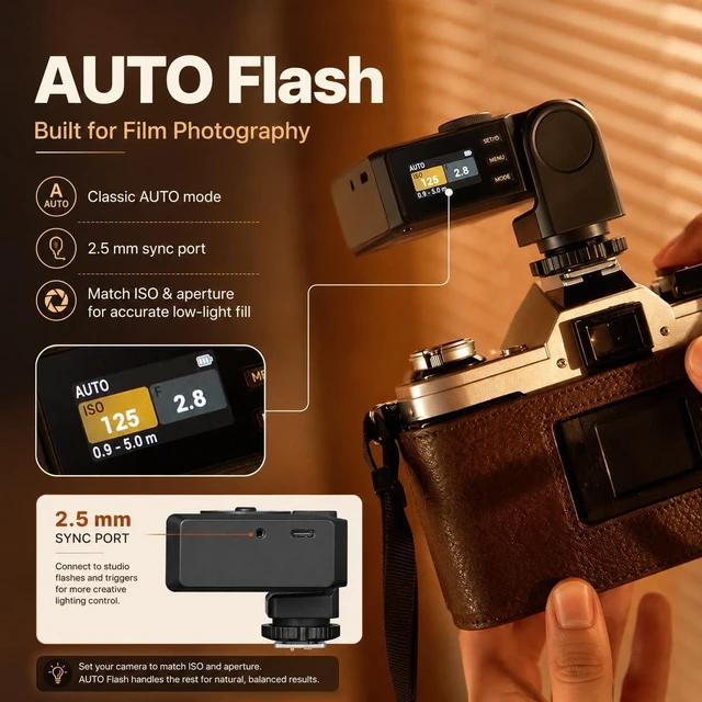 Alt view image 7 of 7 - Godox Lux Junior II S TTL Retro Flash for Sony A9 III A7 IV, GN18 1/80000s | Dual-Axis Design | TTL Auto Flash | Global Shutter Sync up to 1/80000s | 1.5s Recycle | 400 Full-Power Flashes