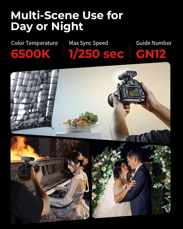 Alt view image 7 of 7 - SmallRig RS20 Mini Camera Flash for Canon for Sony for Nikon, GN12 Flash | 2000mAh, OLED Screen, 8 Levels 500 Full-Power Flashes/1.8s Recycle/6500K, A/M Mode 1/1-1/128 - 5374