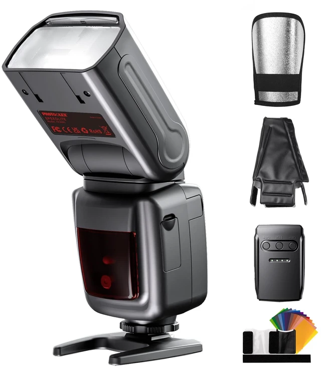 Main image of PHOTOOLEX FK300G Camera Flash Speedlite GN33 with Trigger | Universal hot shoe for Canon, Nikon, Sony, Fuji. 2.4G wireless, 8 power levels, M/S1/S2 modes