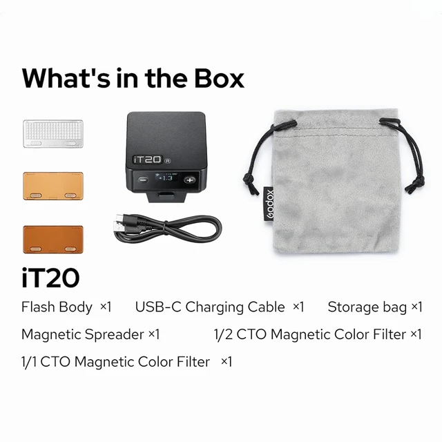 Alt view image 7 of 7 - Godox iT20R Mini TTL Camera Flash for Ricoh GR III Series | Compatible with GR III, GR IIIx and HDF Models, 700+ Flashes, 1.5s Recycle, USB-C Charging and Magnetic Color Filters