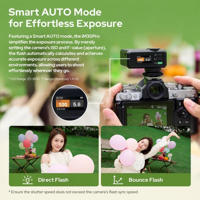 Alt view image 7 of 7 - Godox iM30Pro iM30 Pro Mini Camera Flash for Sony ZV1 ZVE10 Ricoh GR3 | for Canon Fuji Leica Nikon, Built-in Battery Tiltable Head Retro AUTO Camera Speedlite,Single-Contact Hotshoe, GN15 1.5s