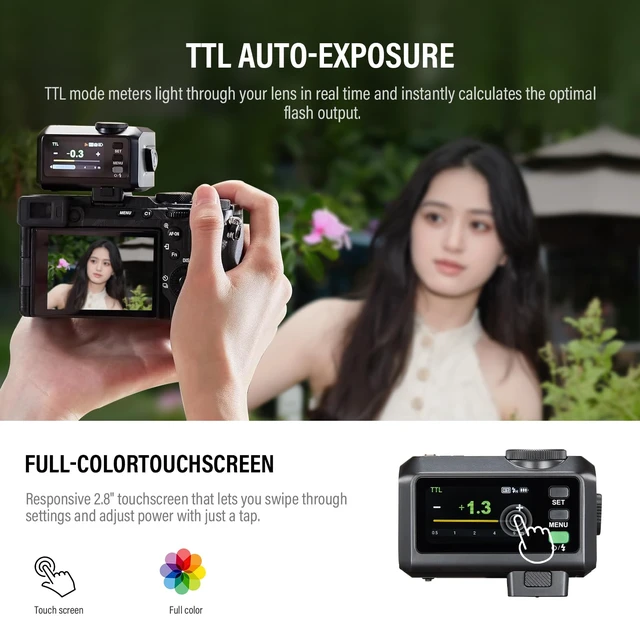 Alt view image 3 of 7 - Godox iT30 Pro N Mini TTL Flash Compatible for Nikon Cameras Godox iT30ProN | Wireless Master & Receiver 2.4G Wireless Touchscreen, GN15, 1/8000s HSS Speedlite, Built-in Diffuser and Lithium Battery