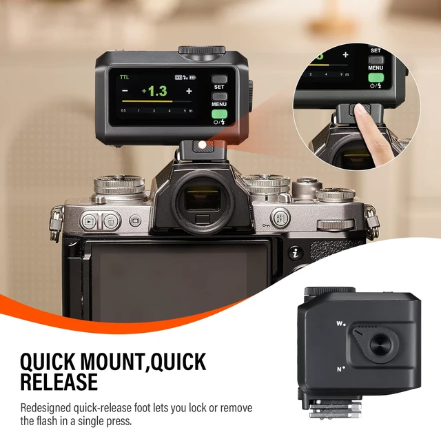 Alt view image 7 of 7 - Godox iT30 Pro N Mini TTL Flash Compatible for Nikon Cameras Godox iT30ProN | Wireless Master & Receiver 2.4G Wireless Touchscreen, GN15, 1/8000s HSS Speedlite, Built-in Diffuser and Lithium Battery