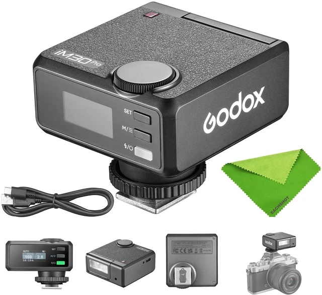 Main image of Godox iM30Pro Mini Camera Flash for Canon Fuji Leica Nikon | for Sony ZV1 ZVE10 Ricoh GR3, GN15 1.5s, Tiltable Head Retro AUTO Camera Speedlite,Single Contact Hotshoe