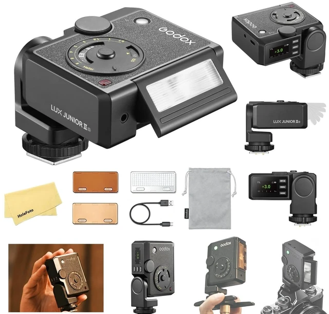 Main image of Godox Lux Junior II S Retro Camera Flash for Sony Camera Flash Speedlite | 2.4G TTL1/8000 HSS,Body Rotates 180°&Head Tilts 0°-90°,400 Full Power Flashes,GN18,1.5s Recycle Time,for Digital Film Camera