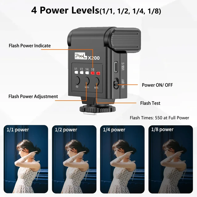 Alt view image 3 of 7 - Camera Flash Speedlite for Canon Nikon Sony Fuji Pentax Olympus, with Continuous LED Light, Single Contact Hot Shoe, 4 Power Levels