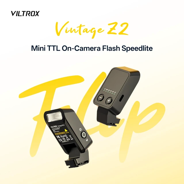 Alt view image 2 of 7 - VILTROX Vintage Z2-S Mini Flash Speedlite, GN6 Powerful 6500k TTL On-Camera Flash Light with 5 Power Levels, 700 Full-Power, 10Ws Output, 2s Recycle, Mini Camera Flash Compatible with Sony Cameras