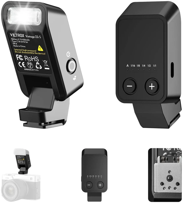 Main image of VILTROX Vintage Z2-S Mini Flash Speedlite, GN6 Powerful 6500k TTL On-Camera Flash Light with 5 Power Levels, 700 Full-Power, 10Ws Output, 2s Recycle, Mini Camera Flash Compatible with Sony Cameras