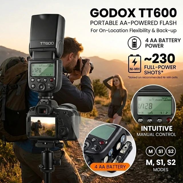 Alt view image 3 of 7 - Godox TT600 Camera Speedlite Flash Built-in 2.4G Wireless Trigger System | GN60, 2.4G Wireless X System, Buil-in Diffuser Plate, Compatible For Canon Sony Nikon Pentax Olympus Fuji