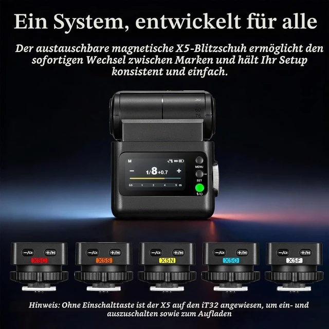 Alt view image 5 of 7 - Godox iT32 TTL Camera Flash with X5N Trigger for Nikon Z8, D500, D750, Z6 | 2.4G HSS 1/8000s,Hotshoe & Trigger 2-in-1; Compatible with Nikon D3100, D5, Z7 II, D3300 Z6II Z9 Z7 D5600 D750 D850 Z5 Z50
