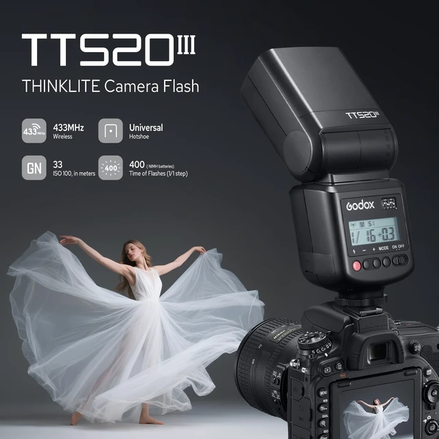 Alt view image 3 of 7 - TT520III Camera Flash for Canon/Sony/Fujifilm/Nikon/Panasonic/Olympus | RT-16 Wireless Trigger Transmitter, GN 33 Flash Speedlight S1/S2 Optical Sync, PC Sync Port GODOX TT520 III Flash Speedlite