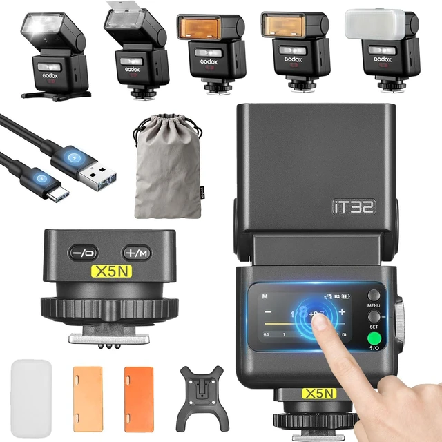 Main image of Godox IT32 TTL Mini Camera Flash for Nikon Cameras | X5N Flash Trigger,Magnetic Hotshoe,2.4G Wireless,GN18, Recycle Time 1.5s, Touch Screen,LED Modeling Light