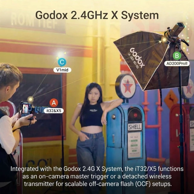 Alt view image 5 of 7 - Godox IT32 TTL Mini Camera Flash for Nikon Cameras | X5N Flash Trigger,Magnetic Hotshoe,2.4G Wireless,GN18, Recycle Time 1.5s, Touch Screen,LED Modeling Light