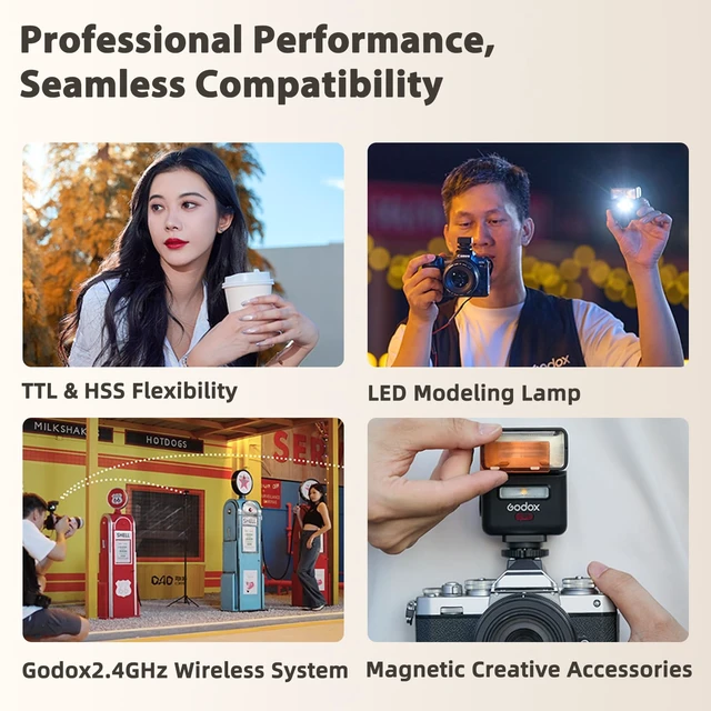 Alt view image 7 of 7 - Godox IT32 TTL Mini Camera Flash for Nikon Cameras | X5N Flash Trigger,Magnetic Hotshoe,2.4G Wireless,GN18, Recycle Time 1.5s, Touch Screen,LED Modeling Light