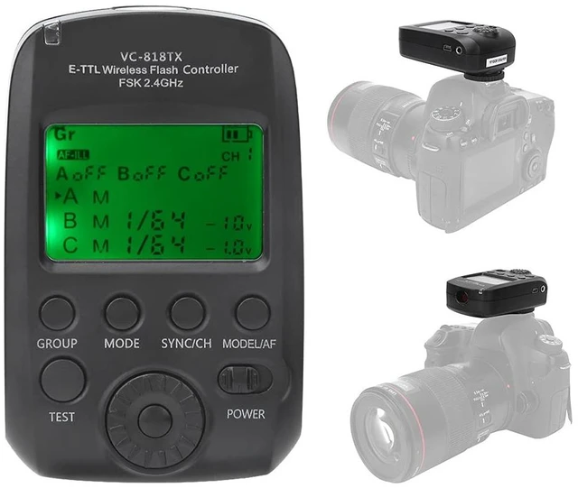 Main image of VC-818TX E-TTL Flash, 2.4G Transmitter Maximum Support for 1/8000s High Speed Synchronization Supports 8 Channels 30ID, for Camera