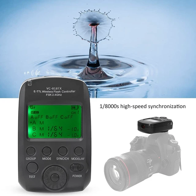 Alt view image 2 of 7 - VC-818TX E-TTL Flash, 2.4G Transmitter Maximum Support for 1/8000s High Speed Synchronization Supports 8 Channels 30ID, for Camera