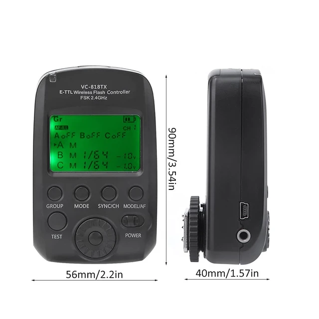 Alt view image 4 of 7 - VC-818TX E-TTL Flash, 2.4G Transmitter Maximum Support for 1/8000s High Speed Synchronization Supports 8 Channels 30ID, for Camera