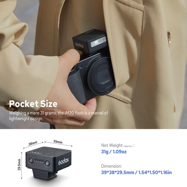 Alt view image 3 of 7 - GODOX iM20 Mini Flash, GN10 Hot Shoe Mini Flash, Built in Battery | 440 Full Power Flashes, USB-C Charging, 5 Power Levels, for Canon Sony Fuji Nikon Panasonic Olympus, for Sony ZVE10, ZV-1