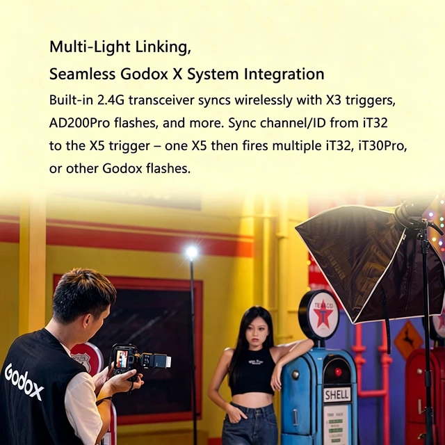 Alt view image 2 of 7 - GODOX iT32 TTL Camera Flash with X5N Wireless Trigger for Nikon | Magnetic Hotshoe & Trigger 2-in-1, HSS 1/8000s, LED Modeling Light, Diffuser & Bounce Card, Rotatable Flash Head