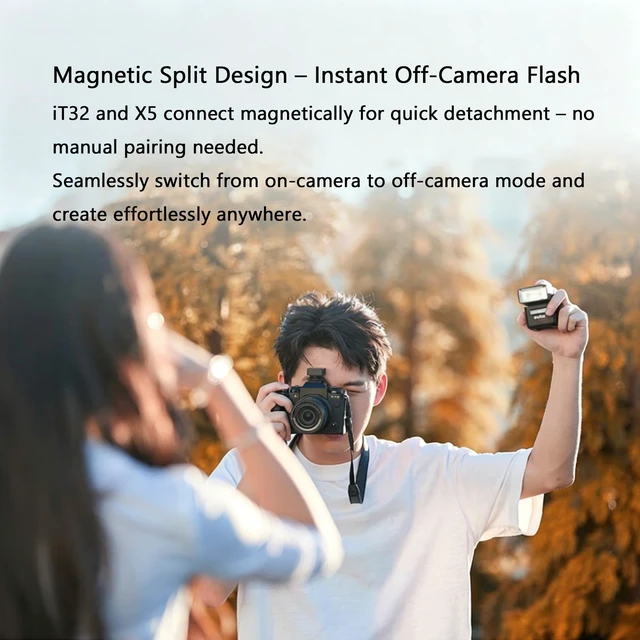 Alt view image 3 of 7 - GODOX iT32 TTL Camera Flash with X5N Wireless Trigger for Nikon | Magnetic Hotshoe & Trigger 2-in-1, HSS 1/8000s, LED Modeling Light, Diffuser & Bounce Card, Rotatable Flash Head