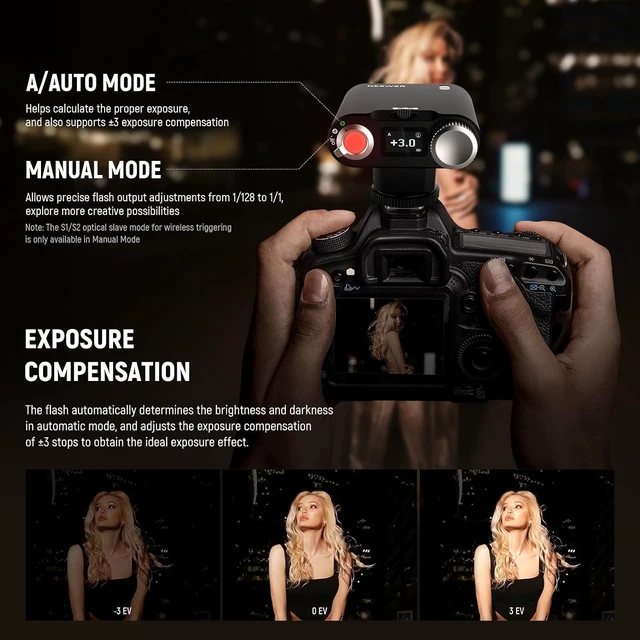Alt view image 5 of 7 - NEEWER Z160 Single Contact Camera Flash, 22Ws GN14 6000K Speedlite Light | Compatible with Canon Nikon Sony Fuji Olympus Camera, A/M Mode 1/1-1/128 Power, 1100mAh, 650 Full Power Flashes 1.5s Recycle