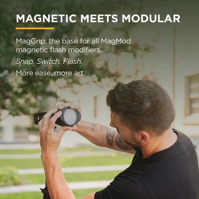 Alt view image 3 of 7 - MagMod MagSphere 2 & MagGrip 2 Bundle, Modular Lighting Control System | MagSphere 2 and MagGrip 2 Kit, Magnetic Flash Diffuser for On-Camera Photography, Fits 99% of Speedlites, Quick Setup