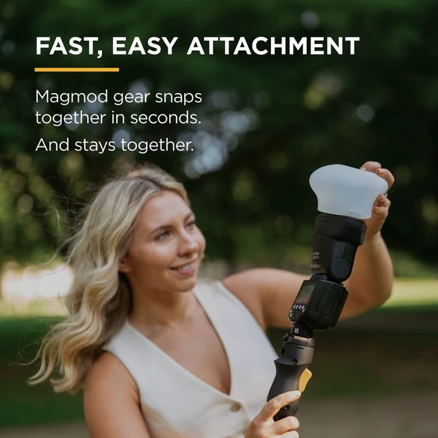 Alt view image 4 of 7 - MagMod MagSphere 2 & MagGrip 2 Bundle, Modular Lighting Control System | MagSphere 2 and MagGrip 2 Kit, Magnetic Flash Diffuser for On-Camera Photography, Fits 99% of Speedlites, Quick Setup