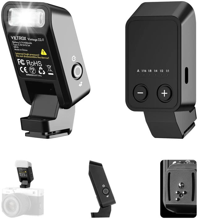 Main image of VILTROX Vintage Z2-F Mini Flash Speedlite, 6500k GN6 Powerful TTL On-Camera Flash Light with 5 Power Levels, 700 Full-Power, 10Ws Output, 2s Recycle, Camera Flash Compatible with Fuji Cameras