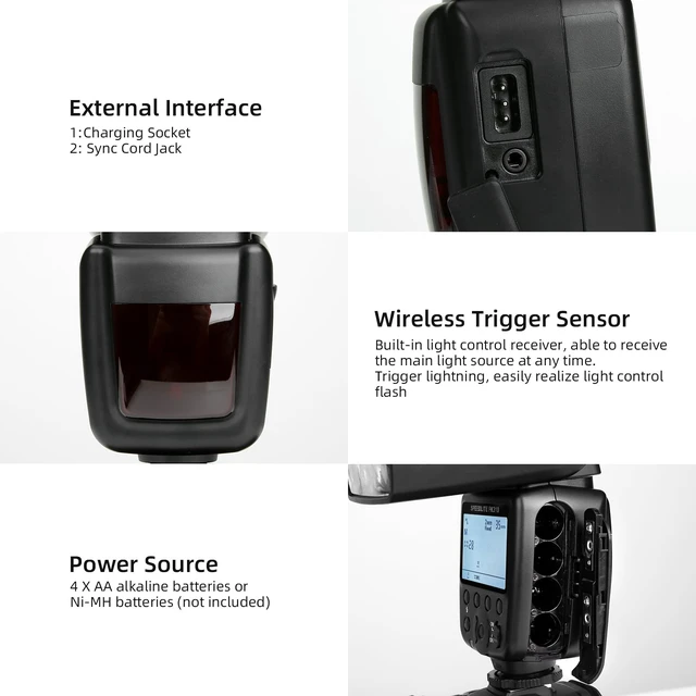 Alt view image 4 of 7 - PHOTOOLEX Camera Flash Speedlite FK310, GN33 LCD Display, Manual S1/S2 | Universal single-contact hot shoe for Canon Nikon Sony Fujifilm Olympus. 8-level power. Metal mount