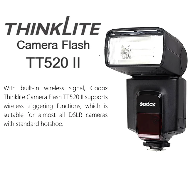Alt view image 2 of 7 - Godox TT520II Universal Hot Shoe Wireless Transmission Flash Speedlite | Built-in Receiver and RT Transmitter, Compatible for Canon Nikon Sony Olympus and Other DSLR Cameras with Standard Hot Shoe