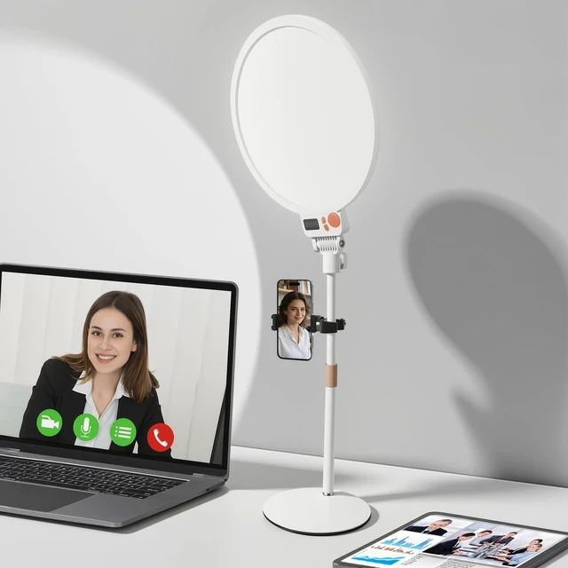 Main image of Heliora 12" Desk Ring Light with Stand, Selfie Screen with Light for Phone | with Phone Holder, Professional Big Ring Light for Live Stream, YouTube, TikTok, Makeup, Video, Barber, Photography