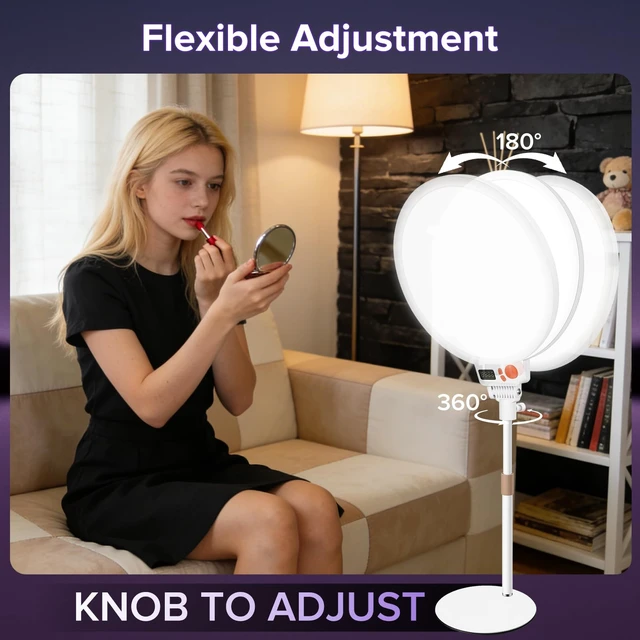 Alt view image 5 of 7 - Heliora 12" Desk Ring Light with Stand, Selfie Screen with Light for Phone | with Phone Holder, Professional Big Ring Light for Live Stream, YouTube, TikTok, Makeup, Video, Barber, Photography