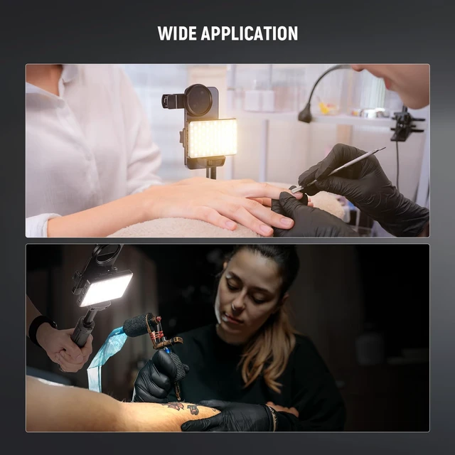 Alt view image 2 of 7 - NEEWER Basics LED Selfie & Tattoo Light Compatible with iPhone, BL120B | Clip on CPL Filter/Tripod Stand/Phone Holder, Fill Lighting, Remove Reflection, Art Food Jewelry Photography Video Recording