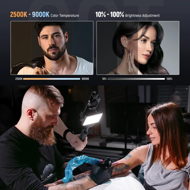 Alt view image 3 of 7 - NEEWER Basics LED Selfie & Tattoo Light Compatible with iPhone, BL120B | Clip on CPL Filter/Tripod Stand/Phone Holder, Fill Lighting, Remove Reflection, Art Food Jewelry Photography Video Recording