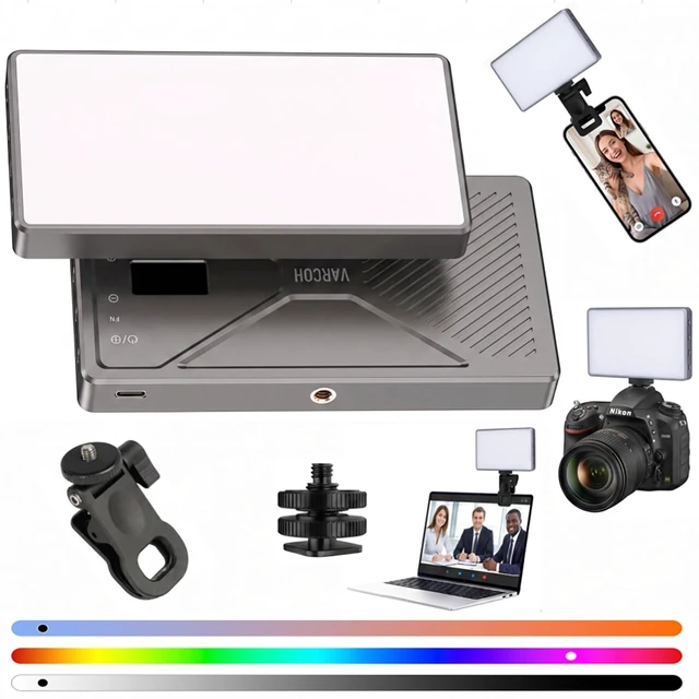 Main image of 225 LED Portable Selfie Light, Video Conference Light, 4000mAh Rechargeable, App Control, Tripod, Metal Hot Shoe, Clip, CRI 97+, 24 Light Modes for Phone, Camera, Live Streaming, Makeup, Photography