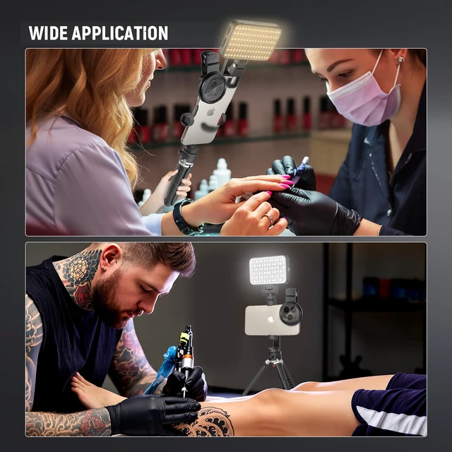 Alt view image 3 of 7 - LED Selfie & Tattoo Light with 52MM CPL Filter Lens 360° Rotatable Clip Tattoo Equipment/Tripod Stand/Phone Holder,Fill Lighting Remove Reflection for Art Food Jewelry Photography Video Recording
