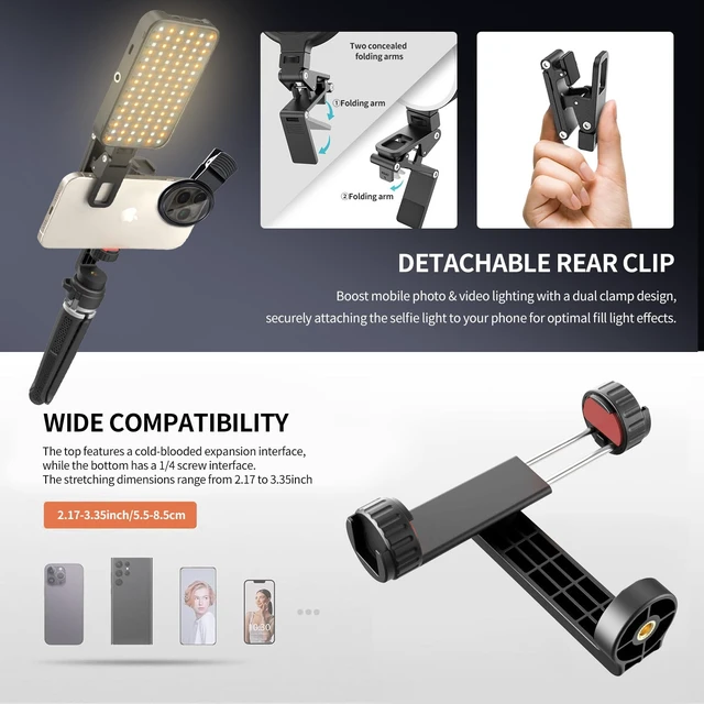 Alt view image 4 of 7 - LED Selfie & Tattoo Light with 52MM CPL Filter Lens 360° Rotatable Clip Tattoo Equipment/Tripod Stand/Phone Holder,Fill Lighting Remove Reflection for Art Food Jewelry Photography Video Recording