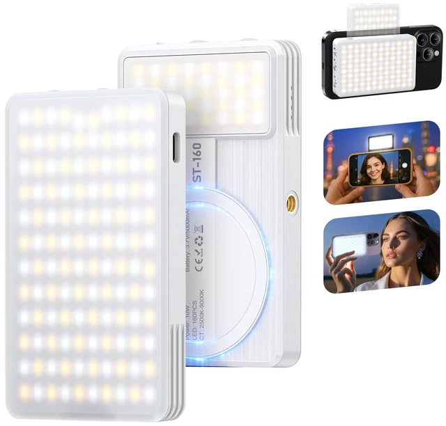 Main image of Magnet Phone Light, 160 LED Dual Side Selfie Light Compatible with iPhone Magsafe, 3 Lighting Adjustment Modes, Selfie Lights for iPhone/iPad/Camera/Photography/TikTok/Vlog/Video/Zoom Calls