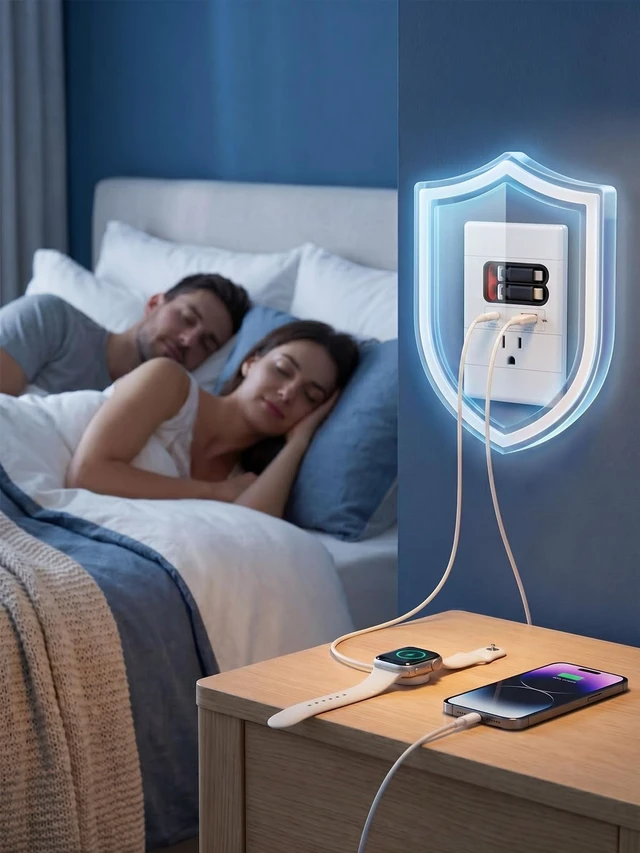 Alt view image 5 of 7 - USB C Wall Outlet with GaN PD20W USB-C&USB-A,Built-in Retractable USB C/Lightning Cables,Tamper-Resistant,15A 125V,Wall Outlet for Bedside/Kitchen (White)